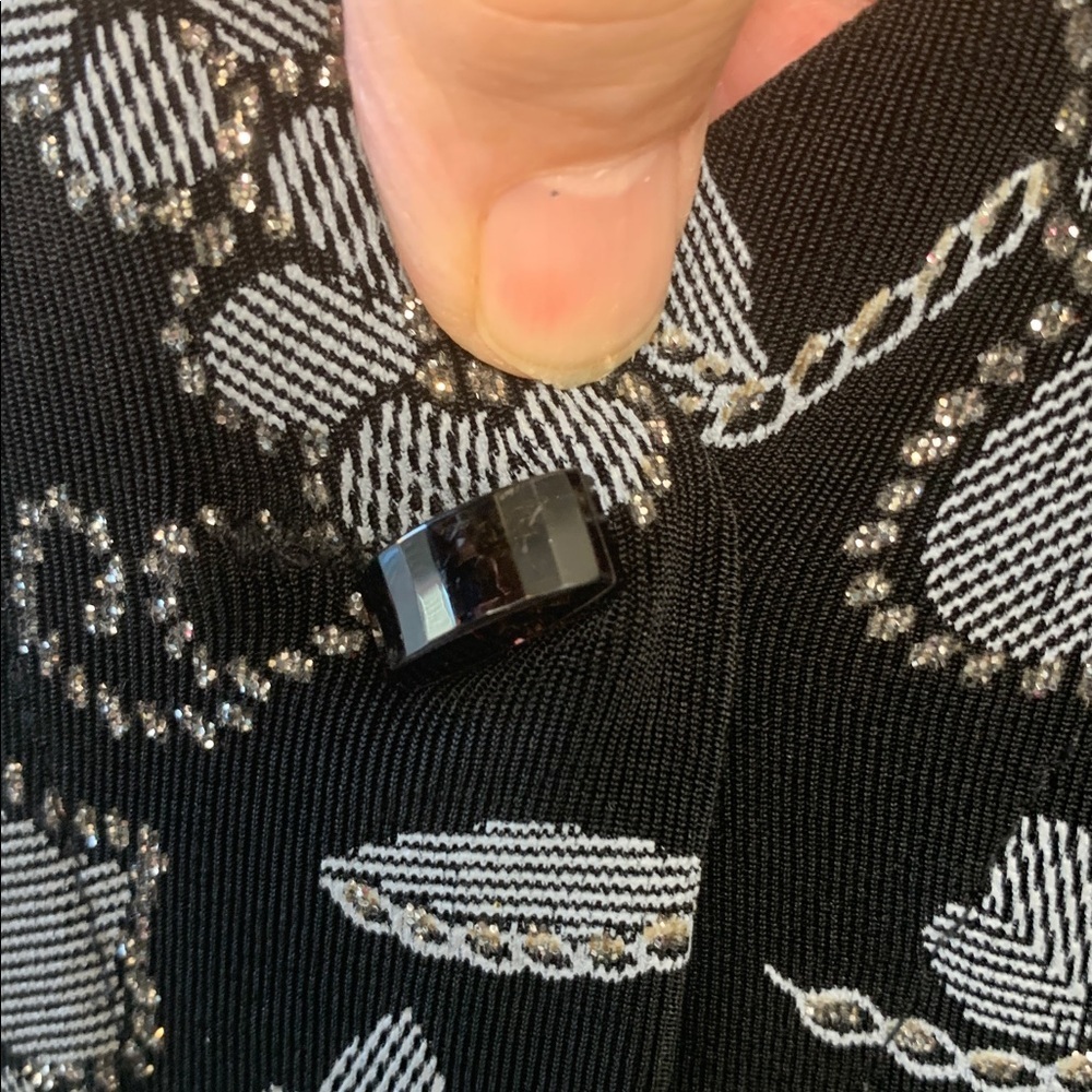 Black w Blue Grey Embellishments and Sparkles Long Sleeve Formal Jacket - Picture 3 of 14